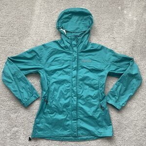 MARMOT PreCip Lightweight Hooded Rain Jacket Windbreaker Women's Small Teal